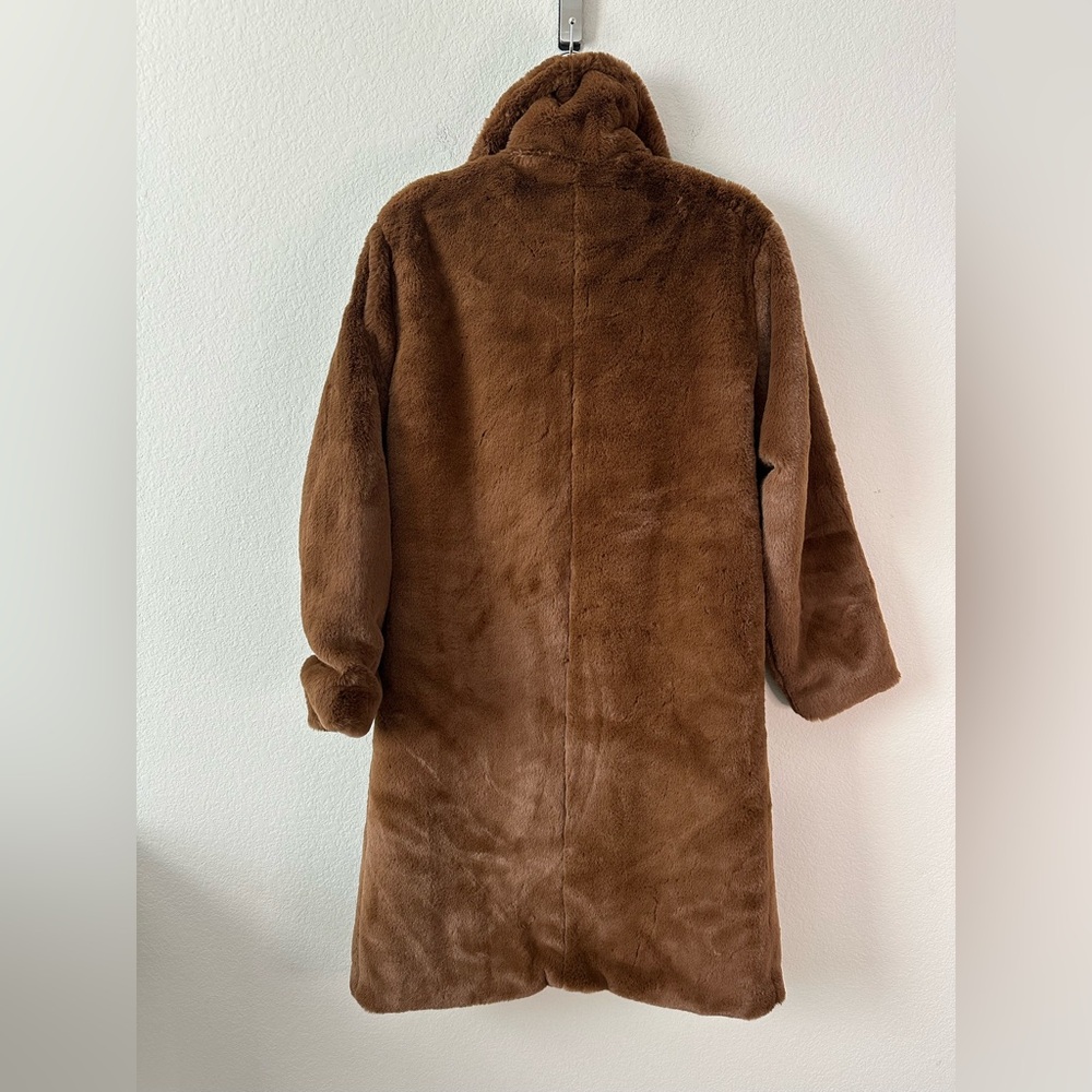 NWT ALO YOGA Oversized Faux Fur Brown Teddy Fuzzy Long Duster Coat SZ XXS - Picture 9 of 9